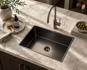 Lumen Core Silver undermount stainless steel sink in silver finish