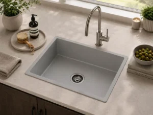 Lumen G Grey undermount granite composite sink in grey finish