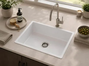 Lumen G White undermount granite composite sink in white finish