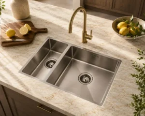 Lumen Zen Silver undermount stainless steel sink in silver finish