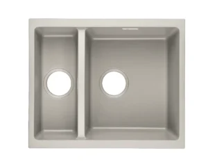 Lumen Stone Grey grey granite composite sink with two-bowl design