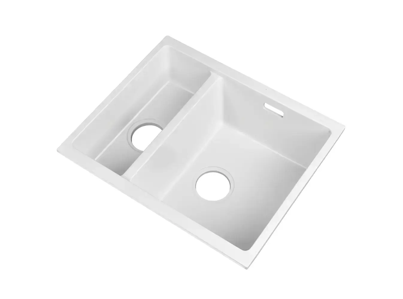 Lumen Stone White white granite composite sink with two-bowl design