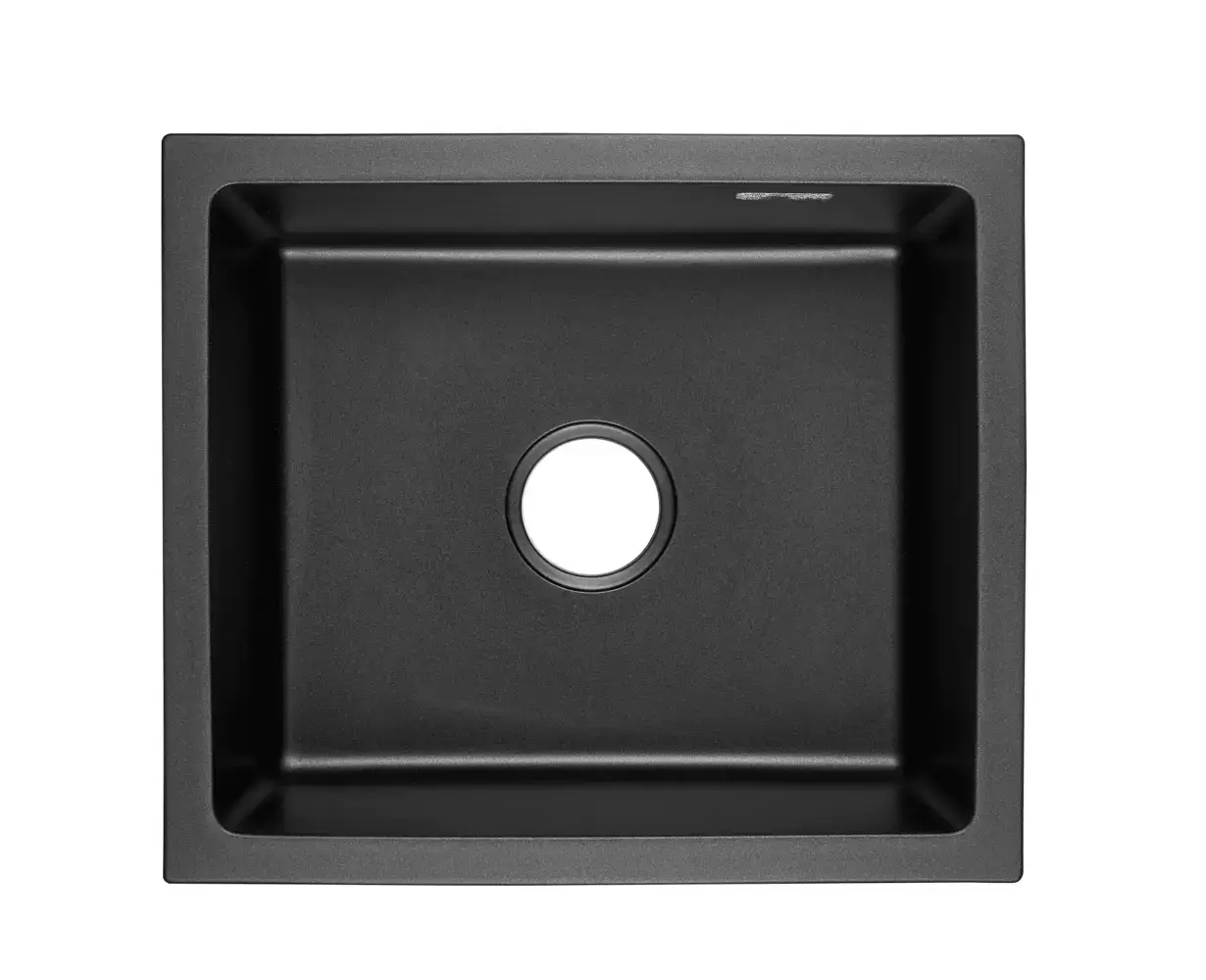 Lumen Terra Black black granite composite sink with single-bowl design