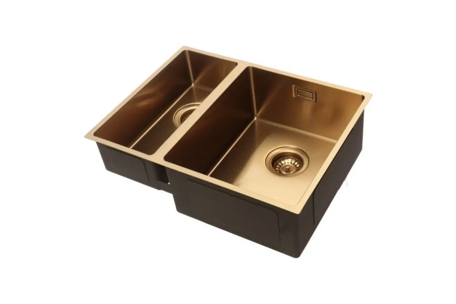 Lumen Zen Gold gold stainless steel sink with two-bowl design