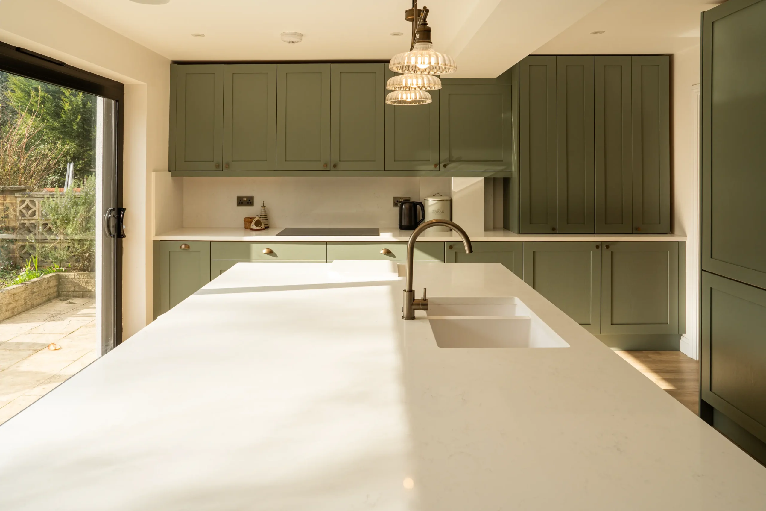 Bianco Carrara worktop showing subtle smoky grey veining