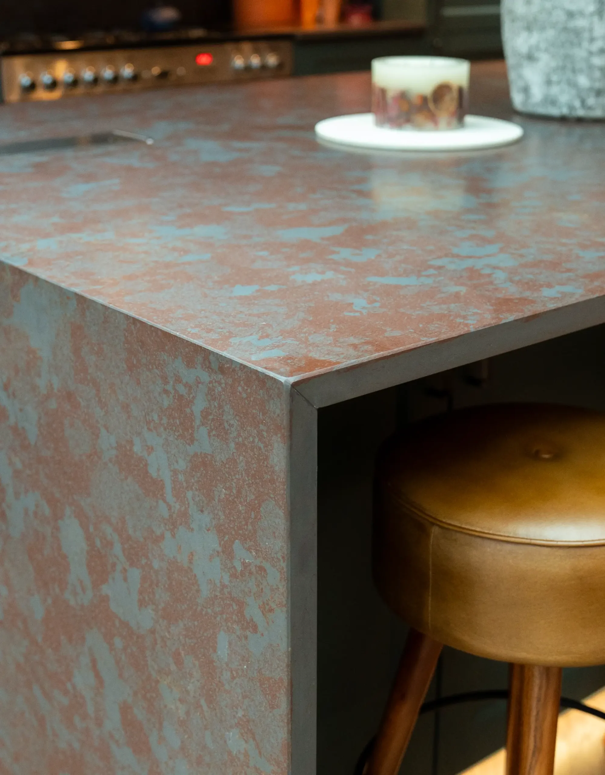 Iron Ore worktop showing brown marble-effect veining