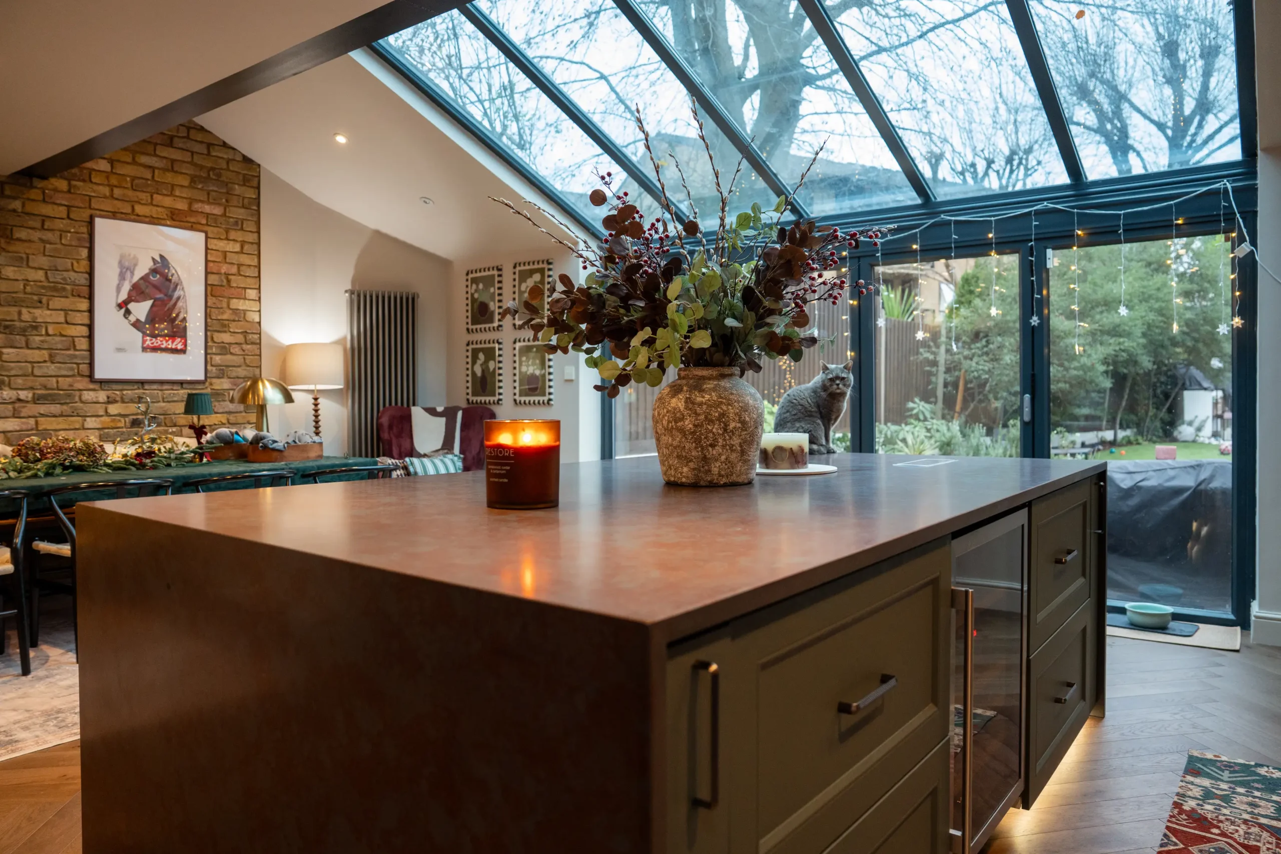 Iron Ore worktop surface with brown marble-effect veining