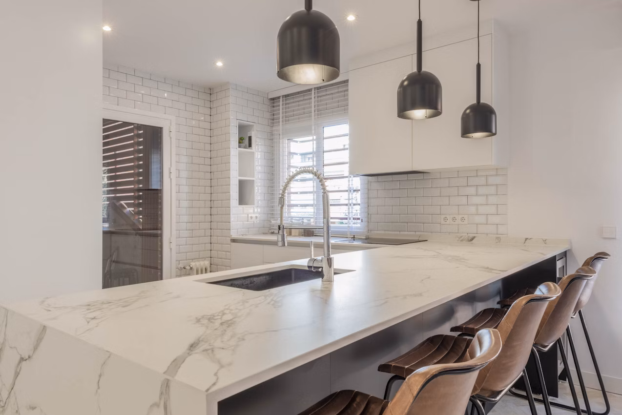 Installed Aura Dekton worktop in a kitchen setting