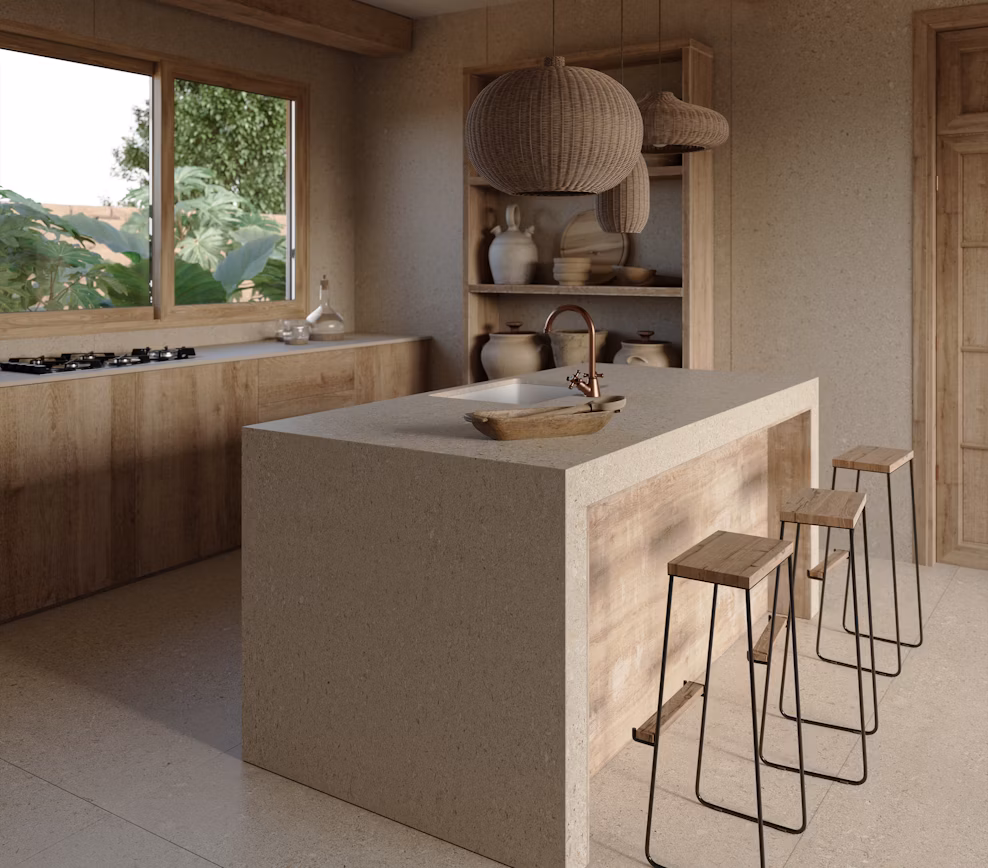 Avorio Dekton worktop fitted in a kitchen project