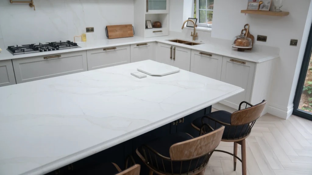 Calacatta Gold Worktops: A Northamptonshire Baking Kitchen project gallery image 2