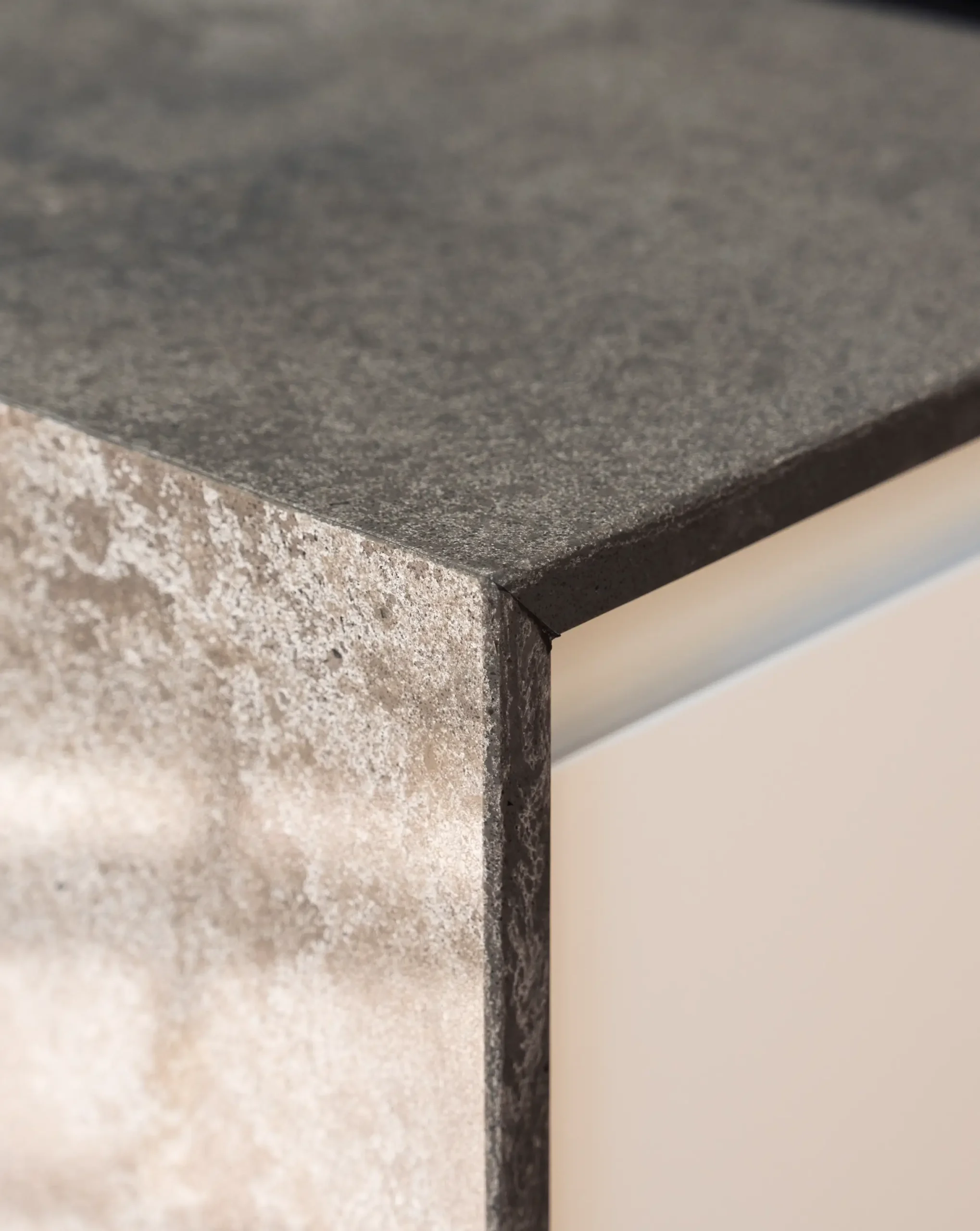 Concrete worktop with grey concrete-effect surface