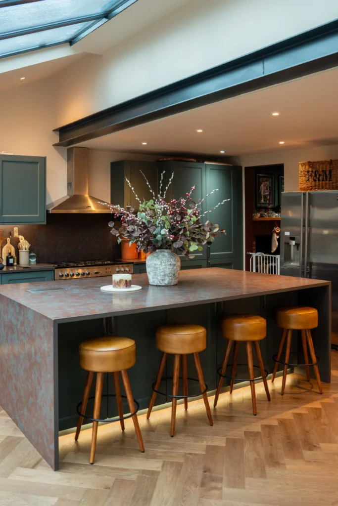 Refined kitchen interior featuring ELORĀ worktops and island seating