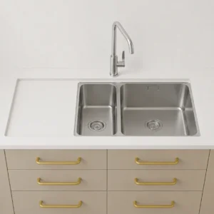 Full flat recessed drainer in stone worktop
