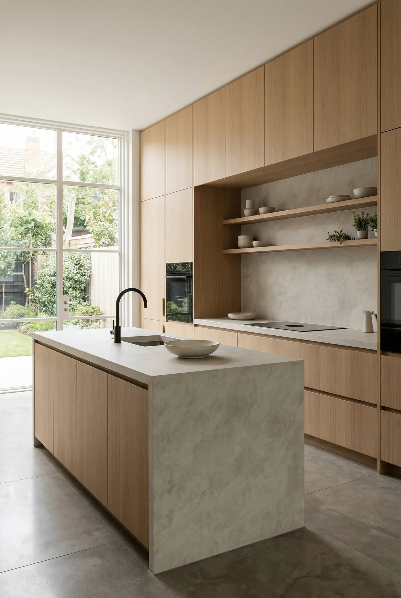 Limestone sintered stone worktop showing cream surface