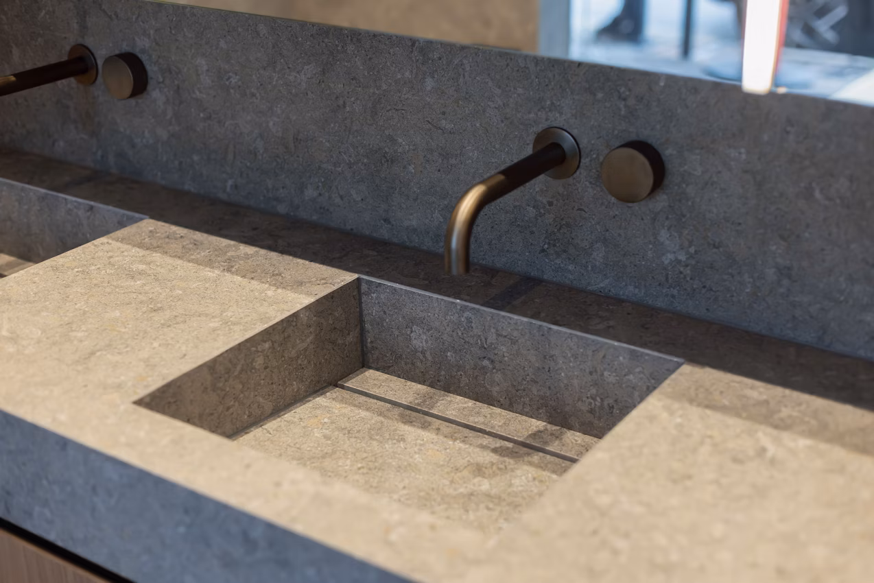 Installed Grigio Dekton worktop in a kitchen setting