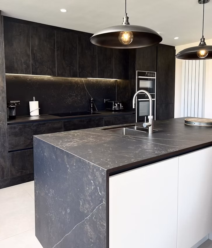 Installed Kelya Dekton worktop in a kitchen setting