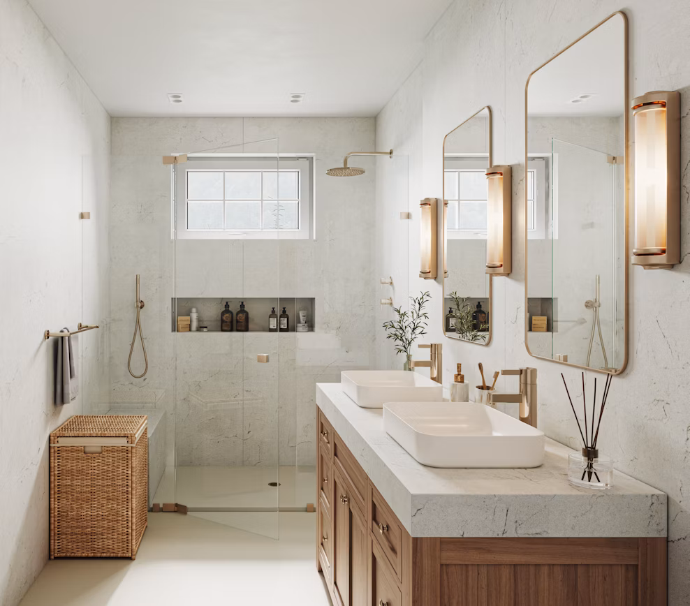 Bathroom vanity with Laguna Dekton worktop