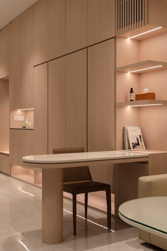 Lucid Dekton table surface in a living area