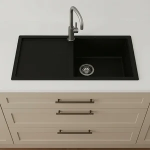 Overmount sink cut-out in stone worktop