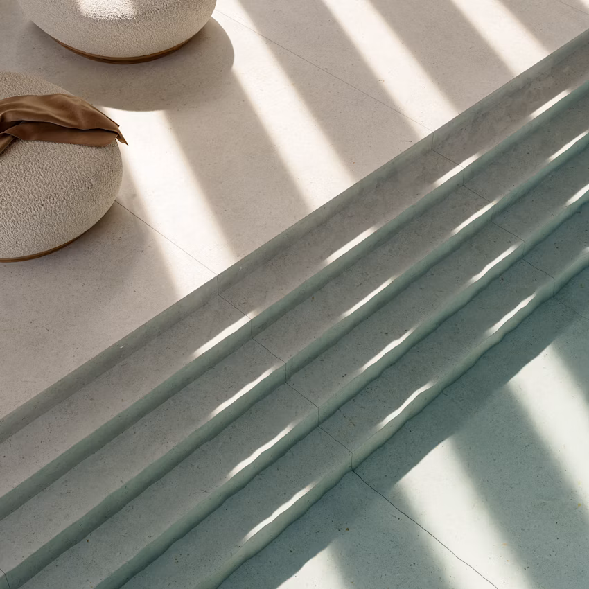 Polar Dekton fluted surface detail