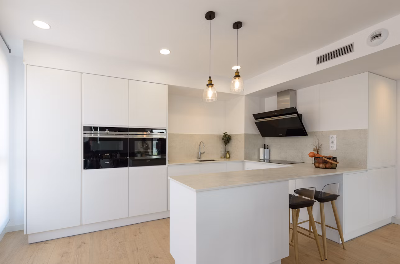 Installed Salina Dekton worktop in a kitchen setting