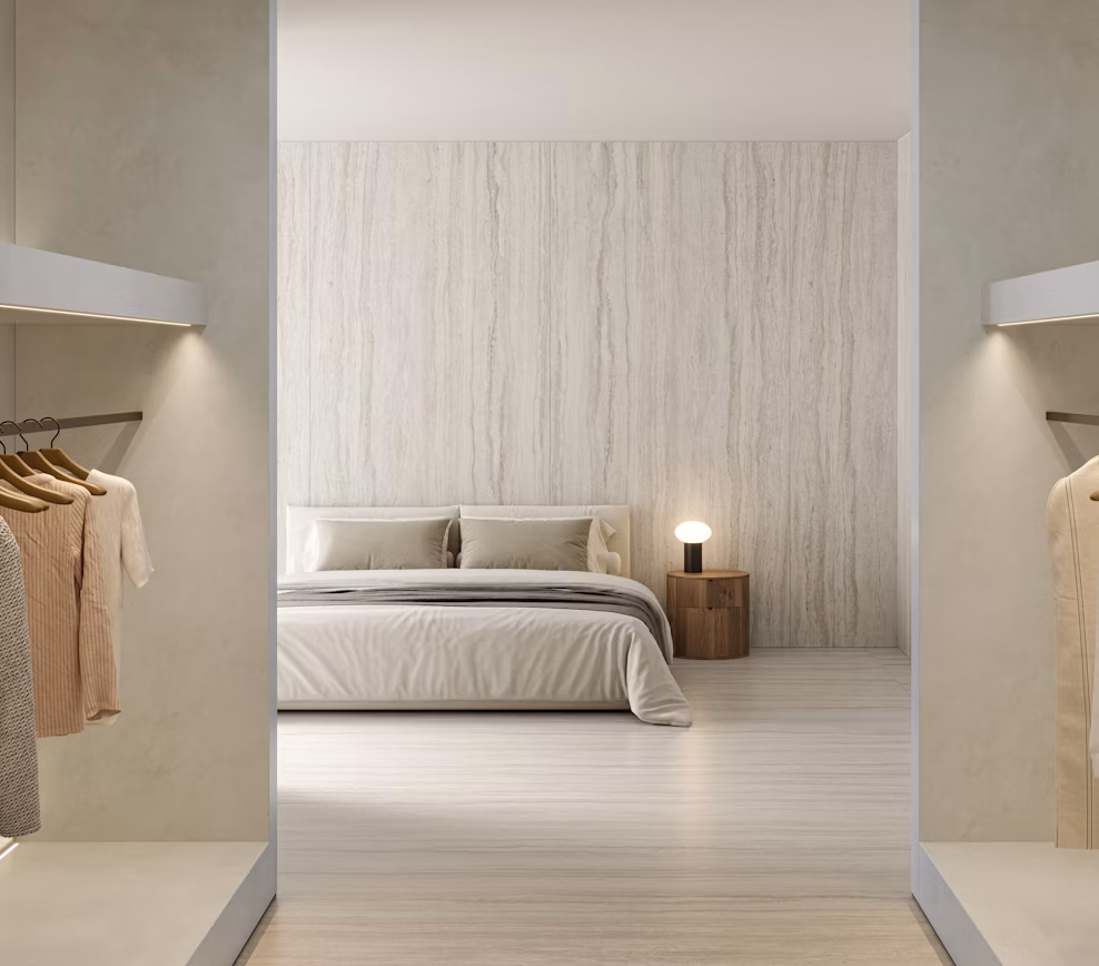Bedroom with Trevi Dekton wall and floor surfaces