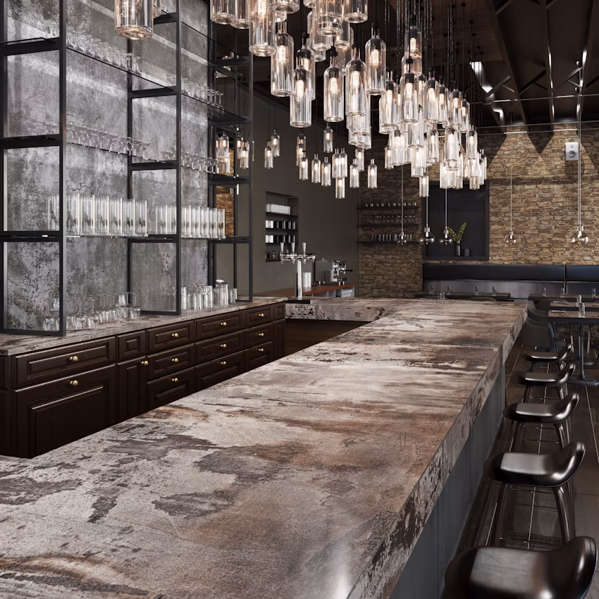 Commercial bar counter with Trilium Dekton worktop