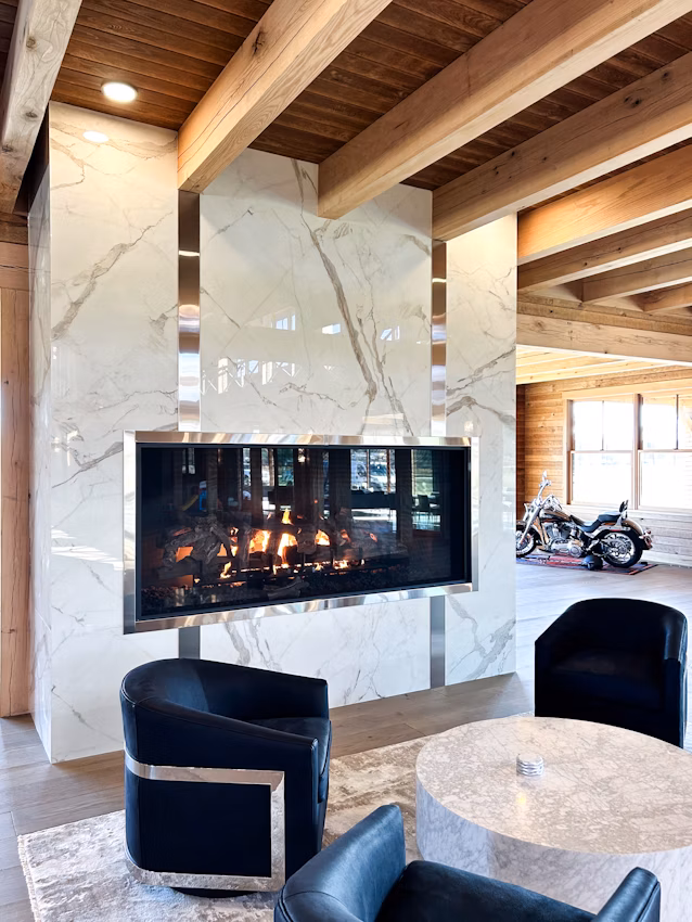 Fireplace wall with Vigil Dekton cladding