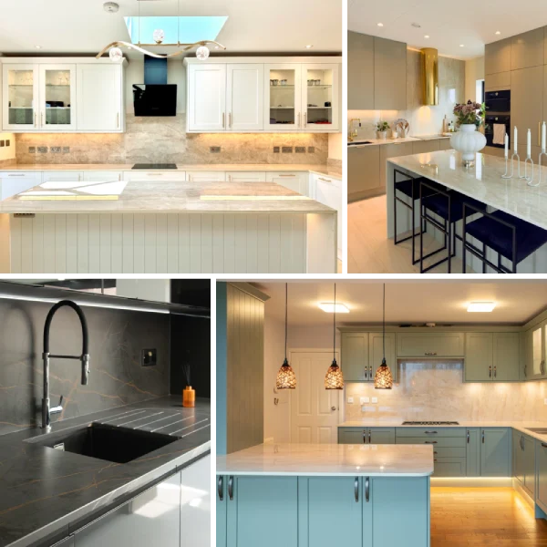 Black SINTERRA worktop with undermount sink and black kitchen tap