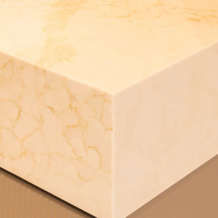 Marble-inspired 0% silica worktop surface detail