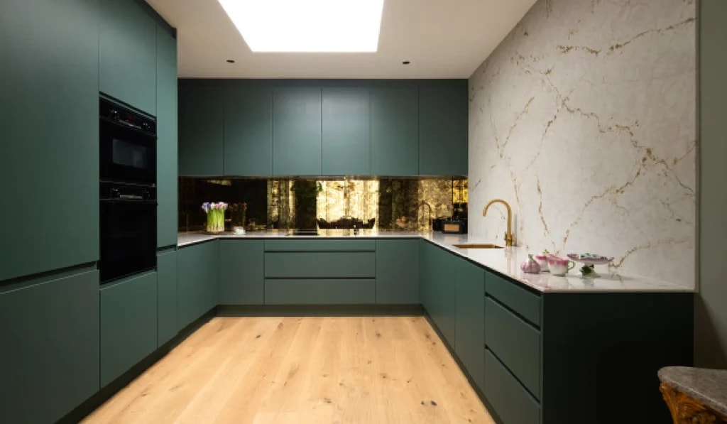 dekton green kitchen