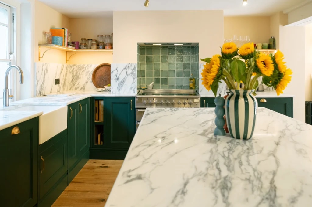 Calacatta Verde Kitchen Worktops in Hackney: Florence’s Kitchen project gallery image 3