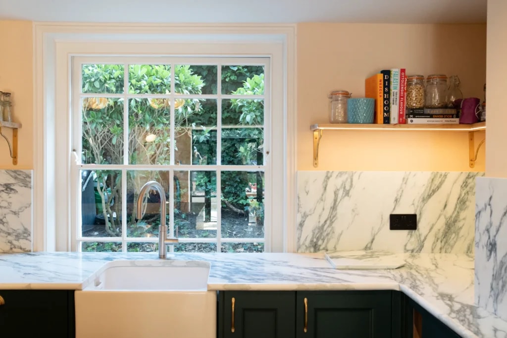 Calacatta Verde Kitchen Worktops in Hackney: Florence’s Kitchen project gallery image 4