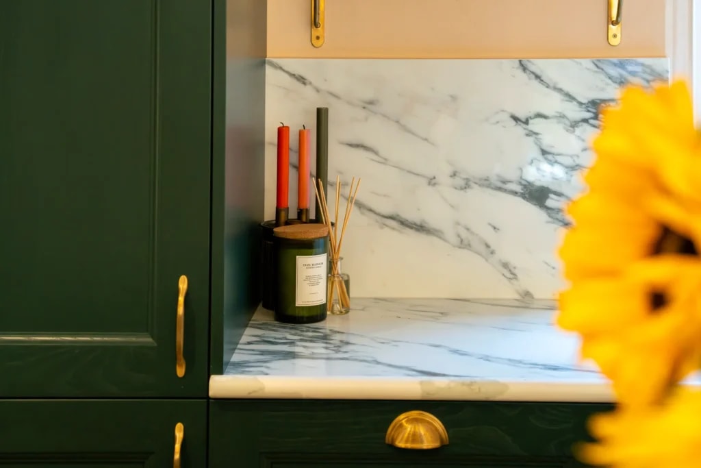 Calacatta Verde Kitchen Worktops in Hackney: Florence’s Kitchen project gallery image 5