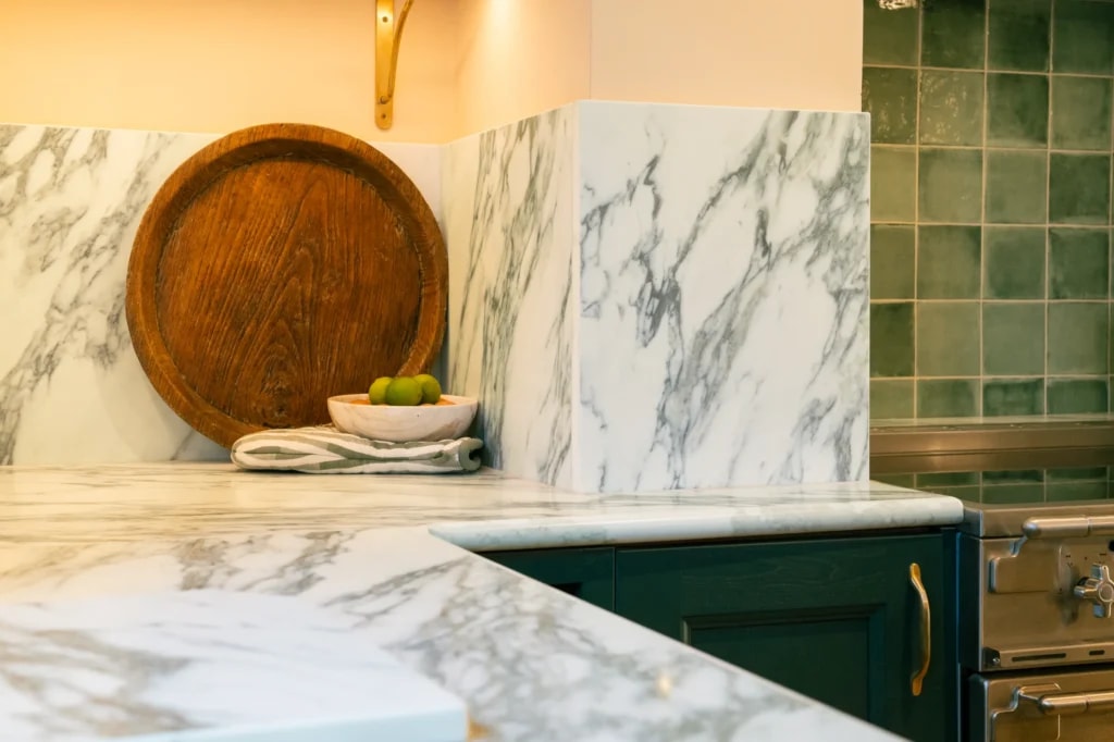 Calacatta Verde Kitchen Worktops in Hackney: Florence’s Kitchen project gallery image 2