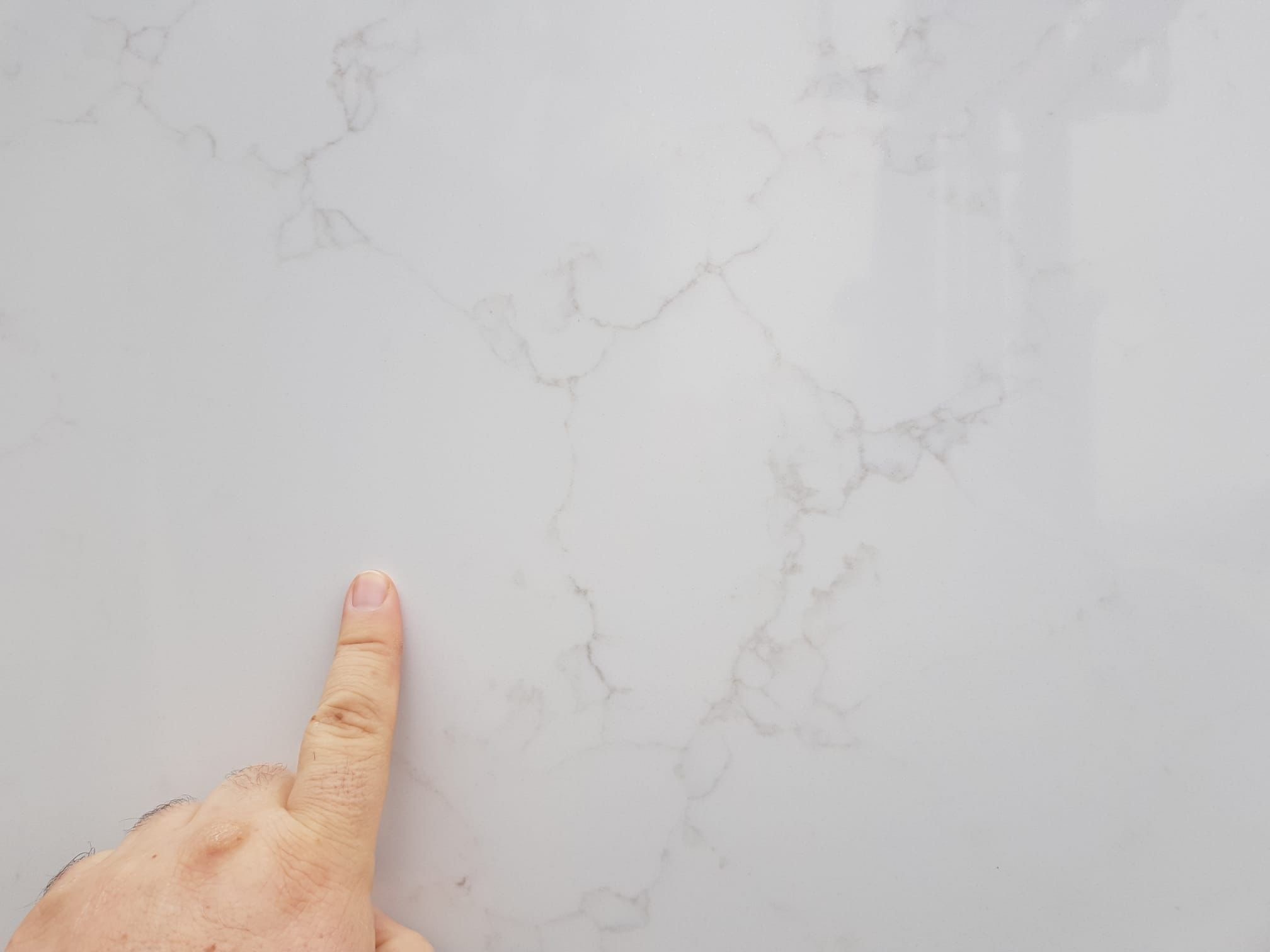 Close up image of Amalfi White Quartz Worktop