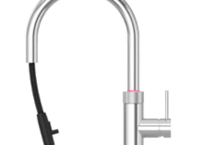 Flex Round pull-out kitchen tap in polished chrome