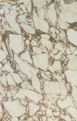 Full slab view of Calacatta Viola worktop with deep burgundy veining across a warm ivory base