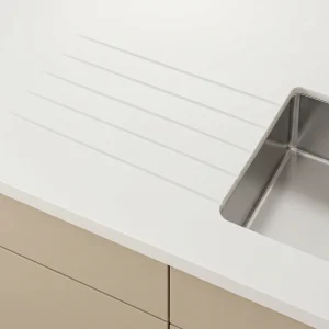 Five straight drainage grooves in stone worktop
