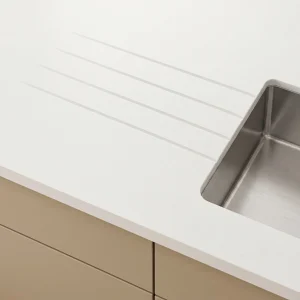 Four straight drainage grooves in stone worktop