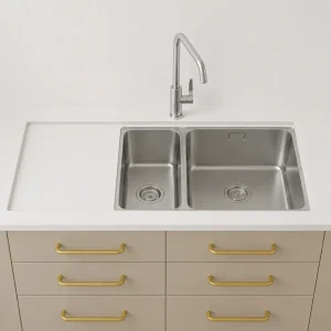 Full flat recessed drainer in stone worktop