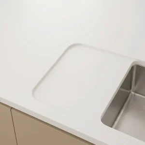 Half flat recessed drainer in stone worktop