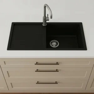 Overmount sink cut-out in stone worktop