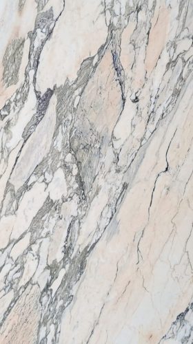 Rosa Arabescato marble worktop with soft blush undertones and expressive veining