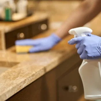 cleaning worktop carfeully