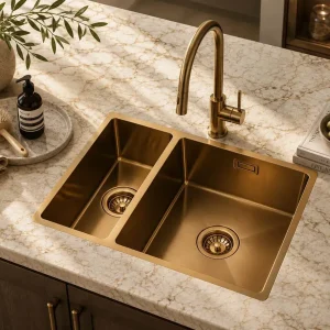 Lumen Zen Gold undermount stainless steel sink in gold finish