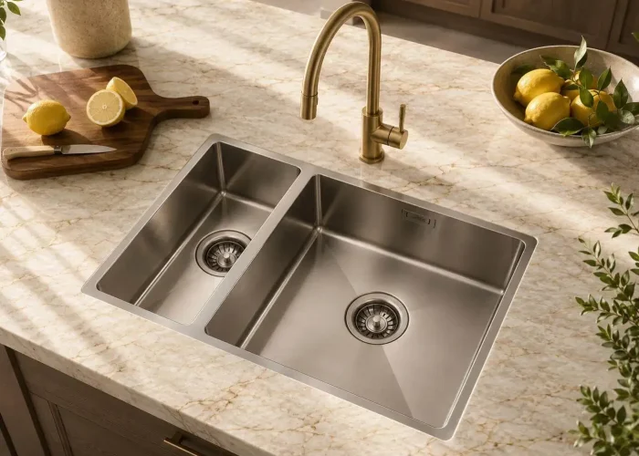 Lumen Zen Silver undermount stainless steel sink in silver finish
