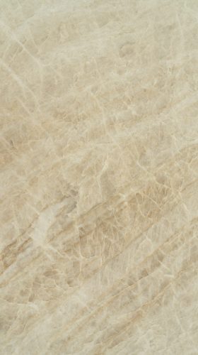 Taj Mahal Quartzite worktop with soft beige tones and flowing veining